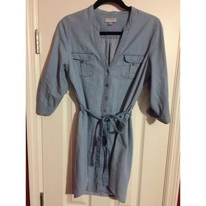 Chambray Button Down Shirt Dress